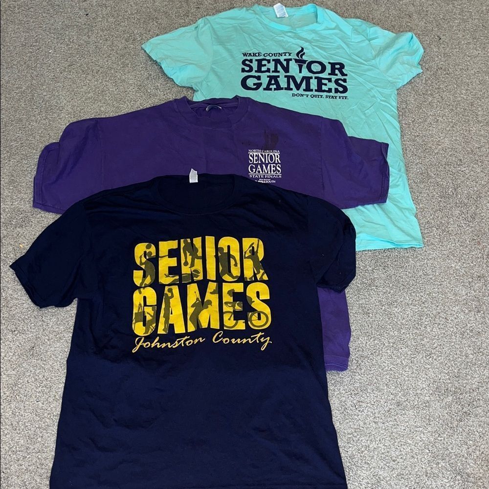 Lot of 3 Senior Games T Shirt L & XL Wake Johnston County North Carolina NC